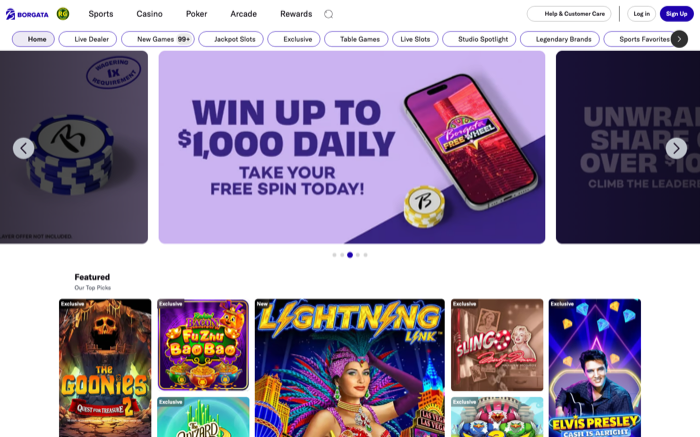 Borgata Casino homepage as captured 2026-07-26