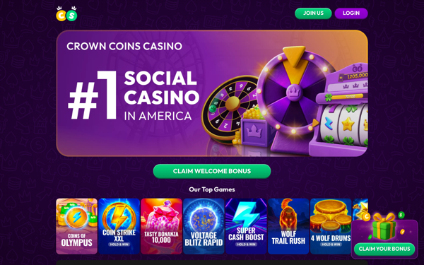 Crown Coins Casino homepage as captured 2026-07-26