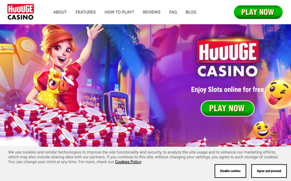 Huuuge Casino homepage as captured 2026-07-26